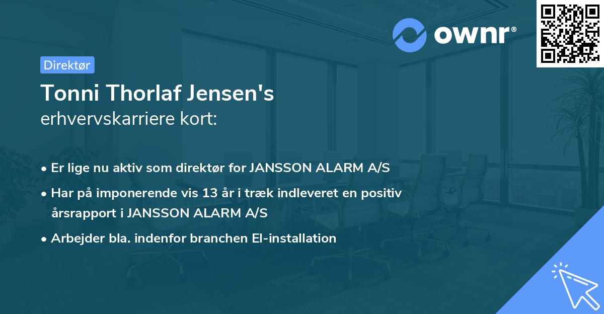 Tonni Thorlaf Jensen's erhvervskarriere kort