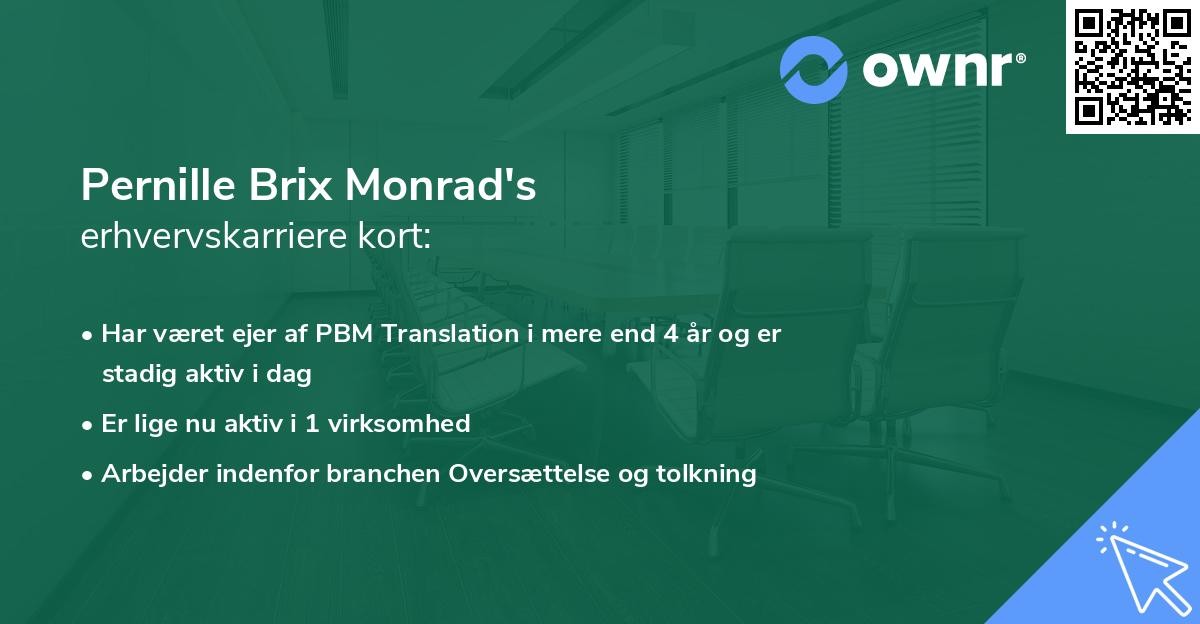Pernille Brix Monrad's erhvervskarriere kort