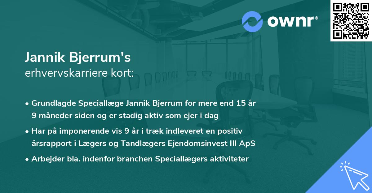 Jannik Bjerrum's erhvervskarriere kort