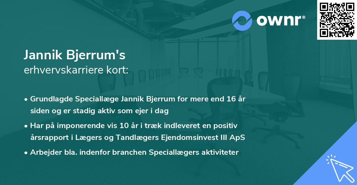 Jannik Bjerrum's erhvervskarriere kort