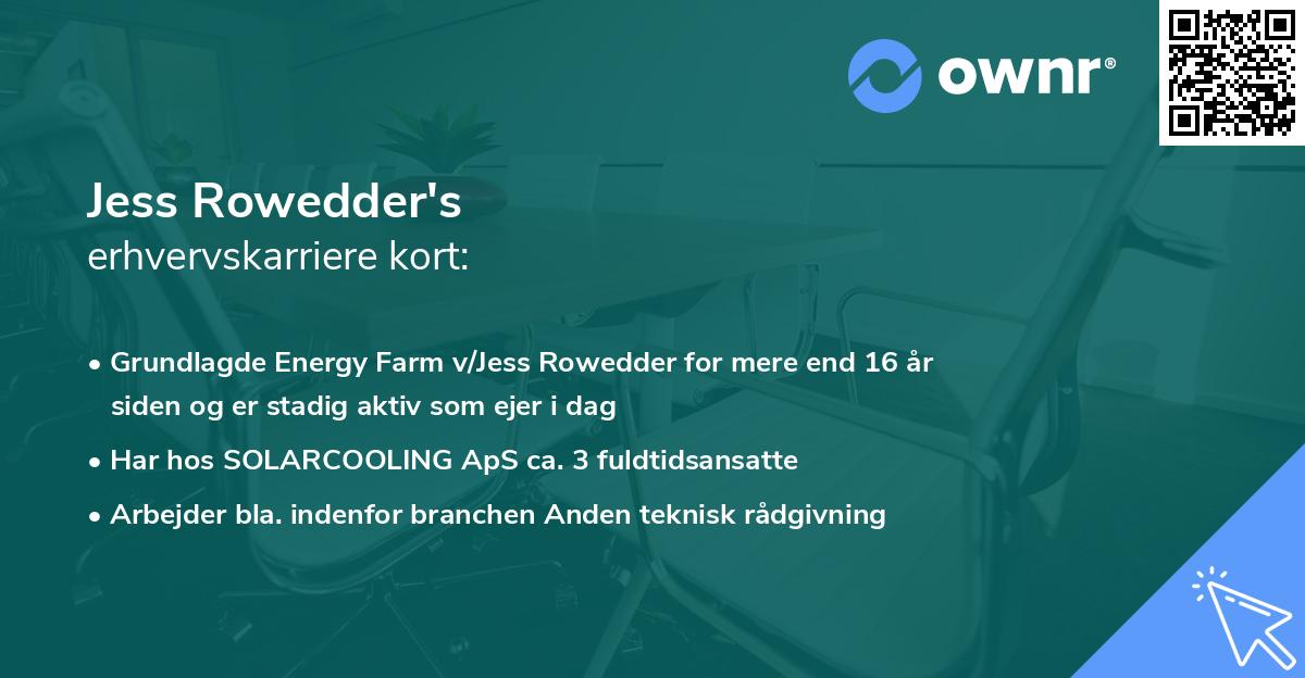 Jess Rowedder's erhvervskarriere kort