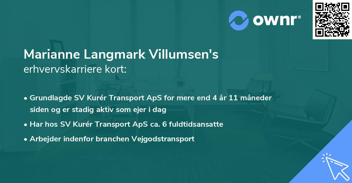 Marianne Langmark Villumsen's erhvervskarriere kort