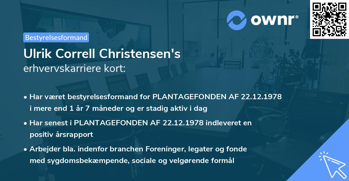 Ulrik Correll Christensen's erhvervskarriere kort