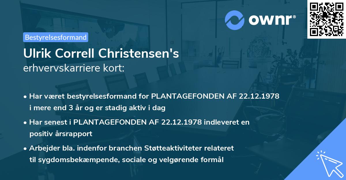 Ulrik Correll Christensen's erhvervskarriere kort