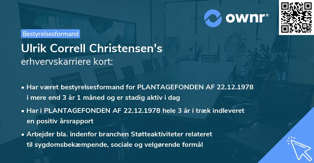 Ulrik Correll Christensen's erhvervskarriere kort