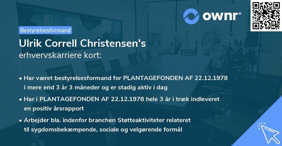 Ulrik Correll Christensen's erhvervskarriere kort