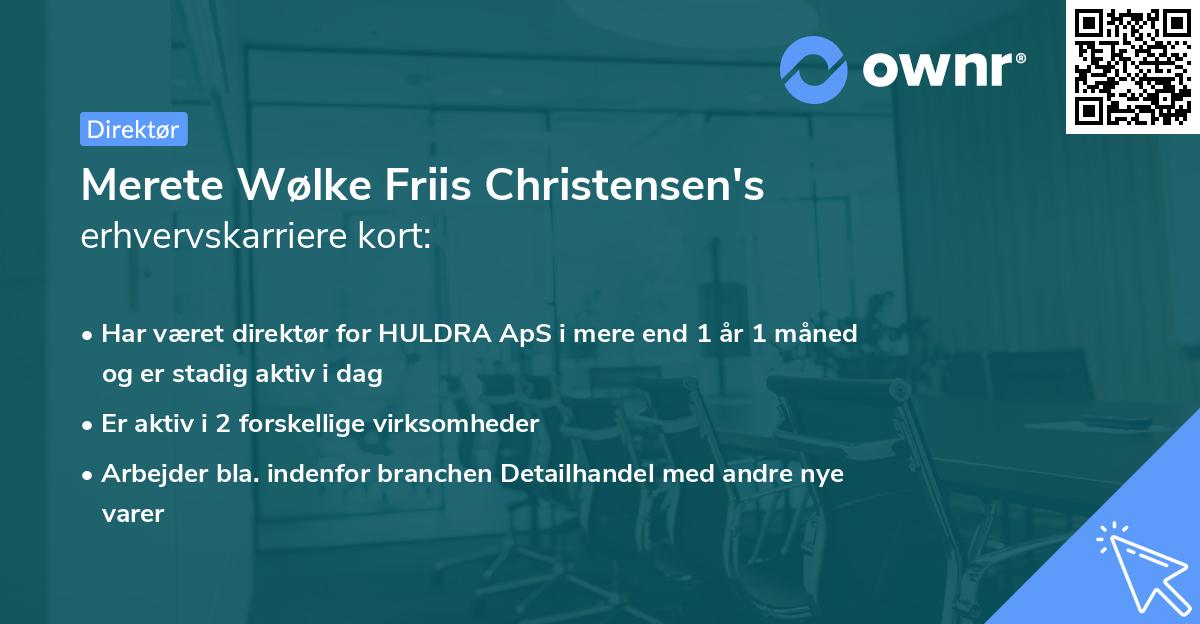 Merete Wølke Friis Christensen's erhvervskarriere kort