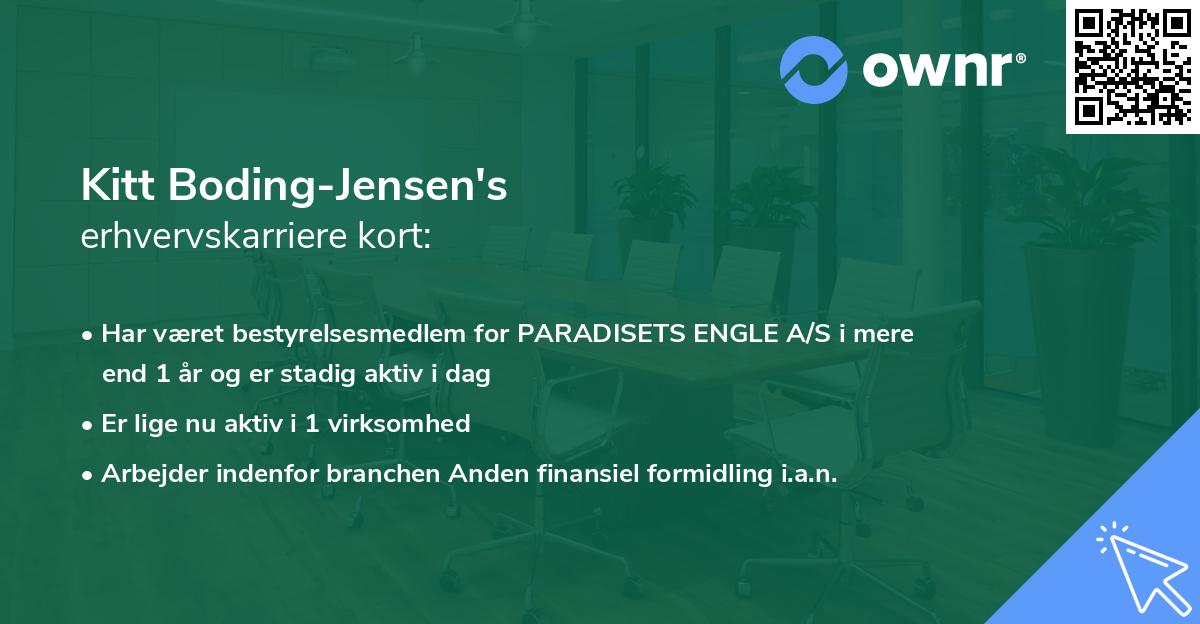 Kitt Boding-Jensen's erhvervskarriere kort