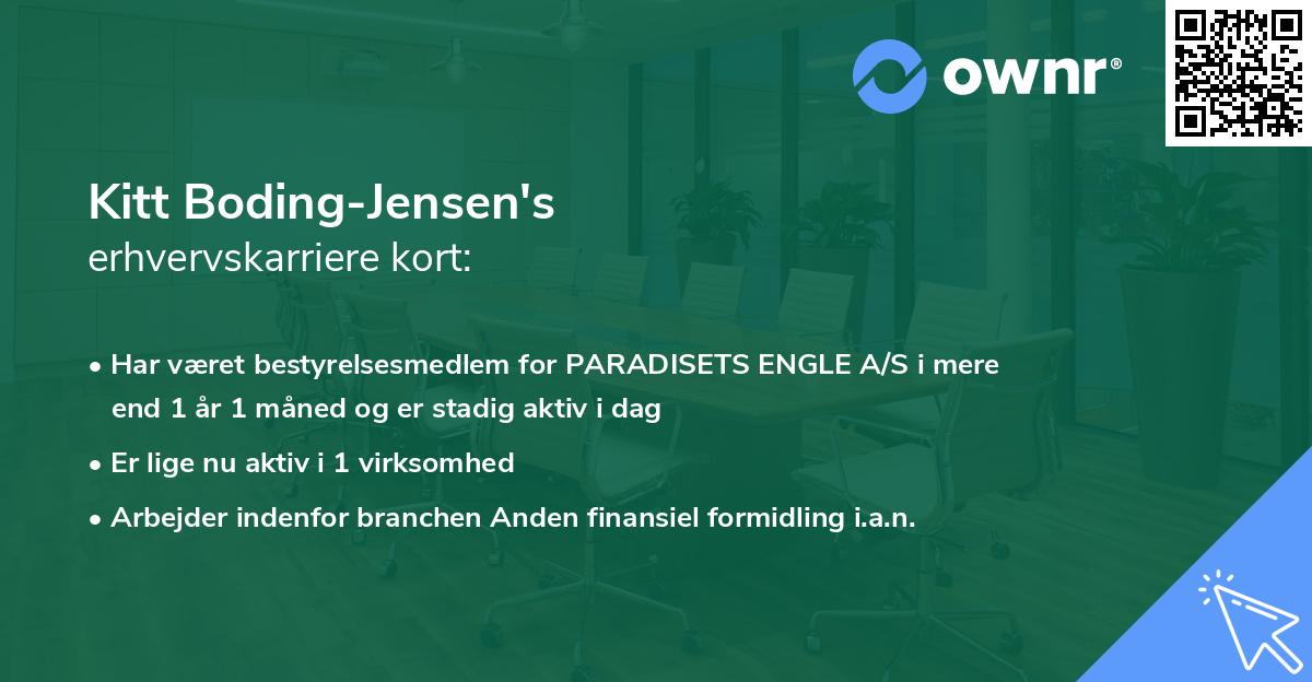 Kitt Boding-Jensen's erhvervskarriere kort