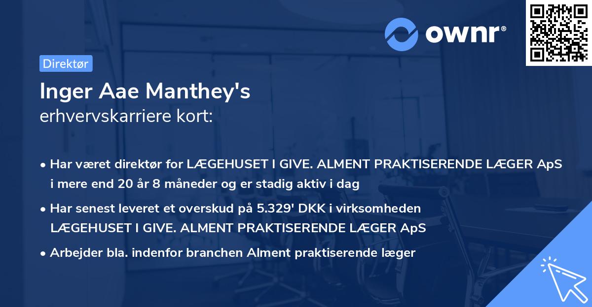 Inger Aae Manthey's erhvervskarriere kort