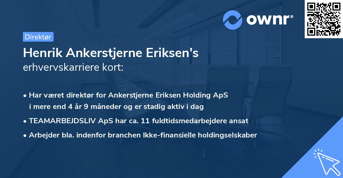 Henrik Ankerstjerne Eriksen's erhvervskarriere kort