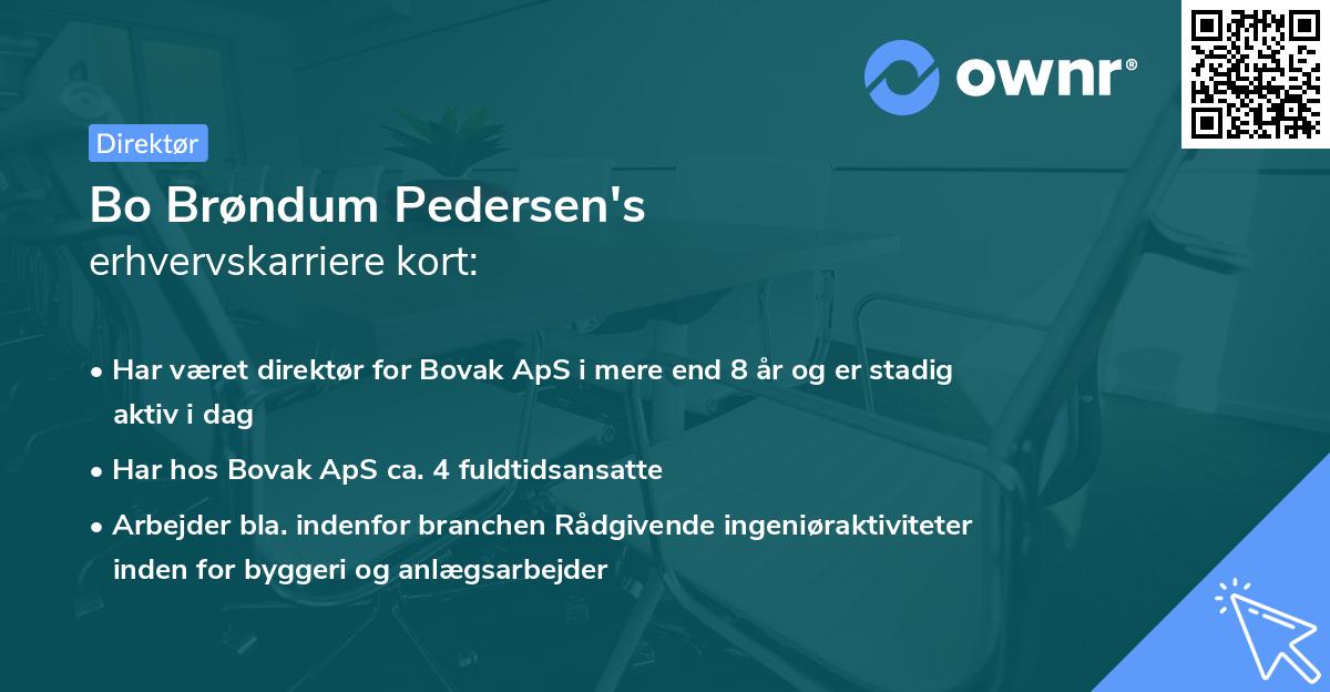Bo Brøndum Pedersen's erhvervskarriere kort