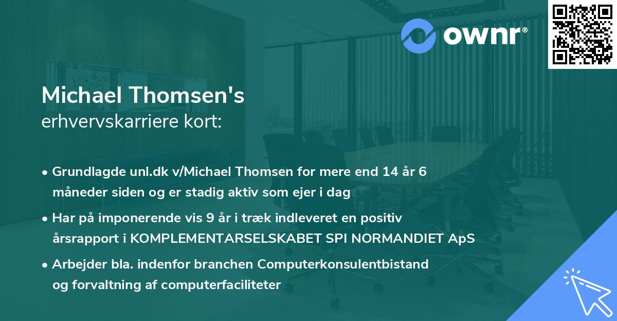 Michael Thomsen's erhvervskarriere kort