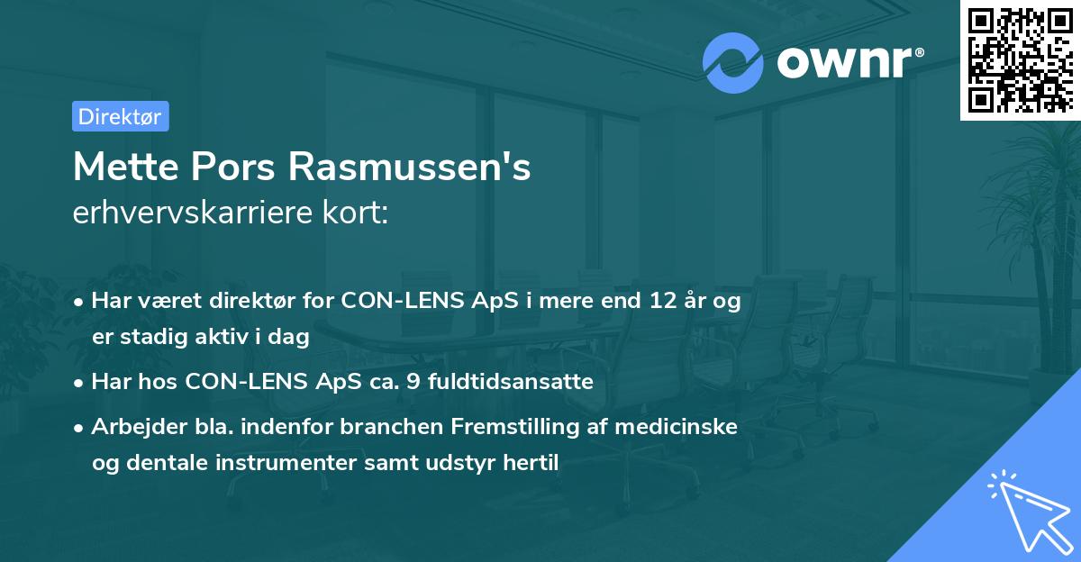 Mette Pors Rasmussen's erhvervskarriere kort