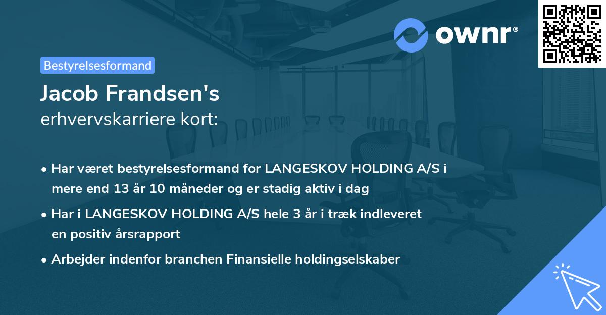 Jacob Frandsen's erhvervskarriere kort