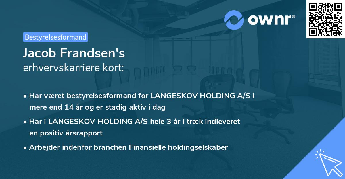 Jacob Frandsen's erhvervskarriere kort