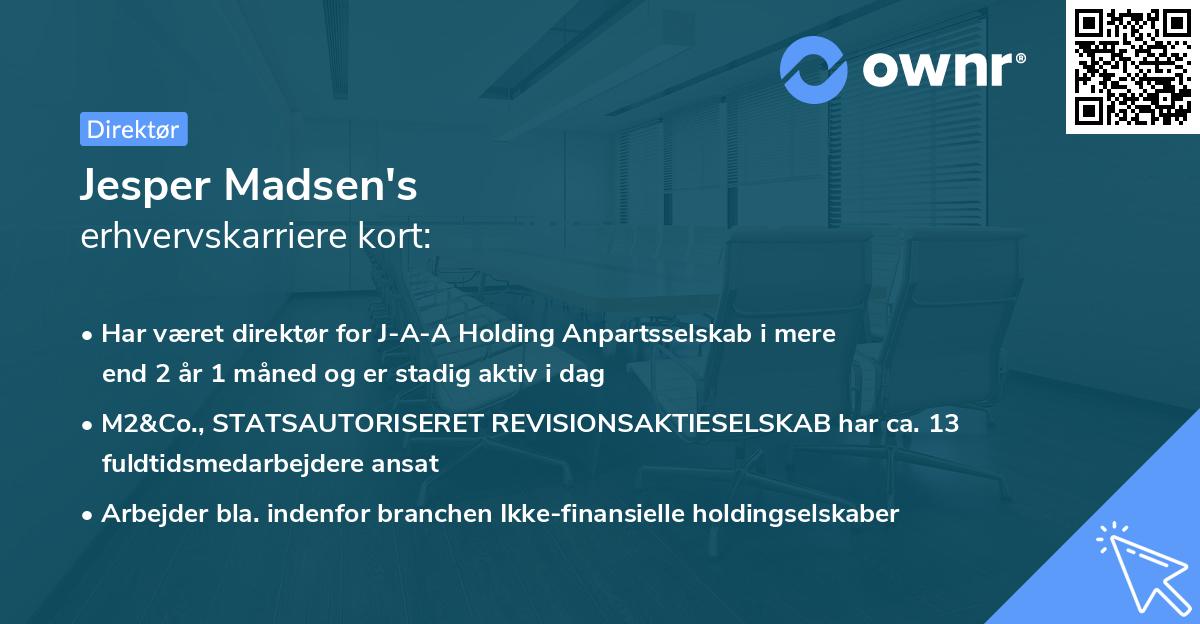 Jesper Madsen's erhvervskarriere kort