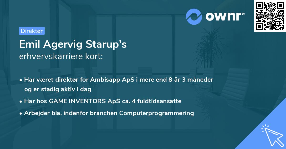 Emil Agervig Starup's erhvervskarriere kort