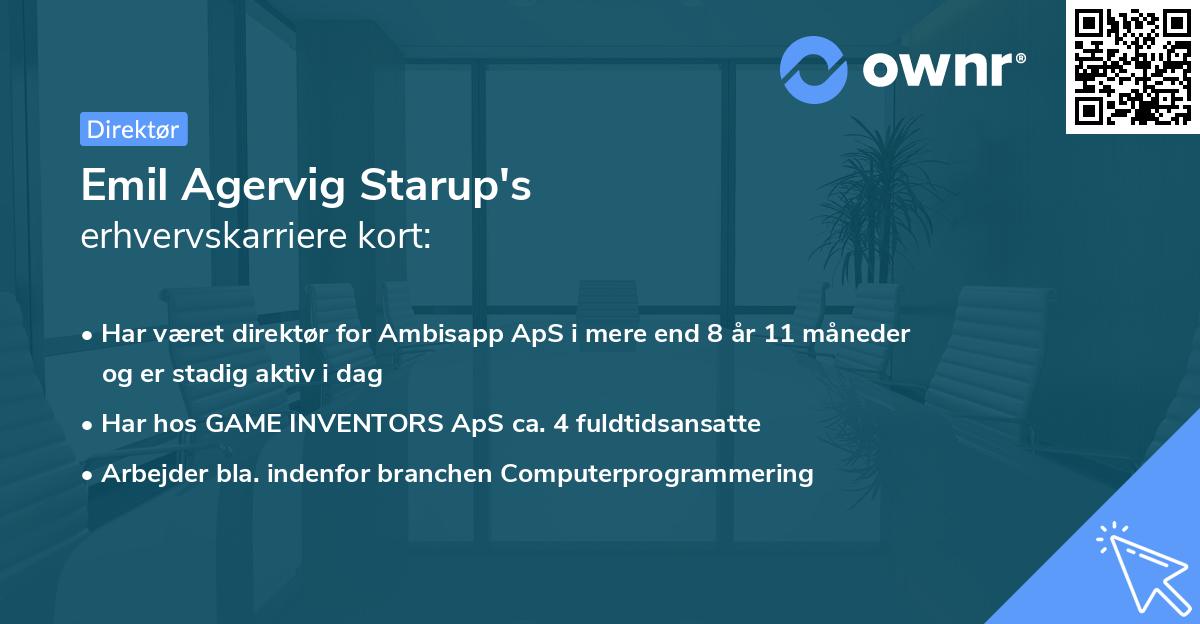 Emil Agervig Starup's erhvervskarriere kort