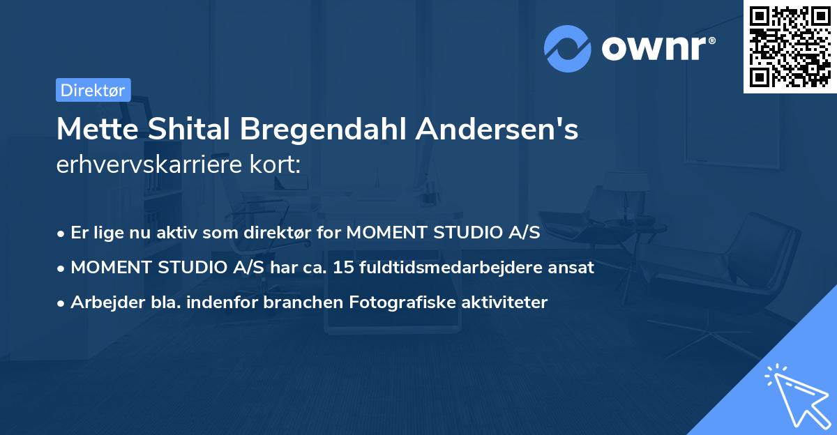 Mette Shital Bregendahl Andersen's erhvervskarriere kort