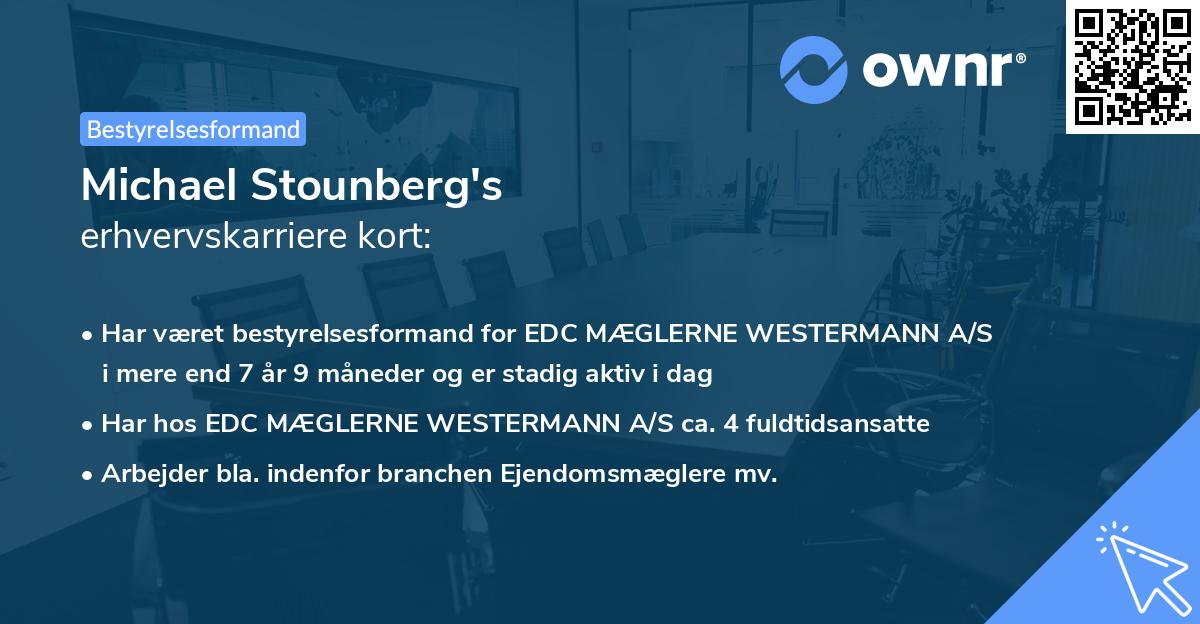 Michael Stounberg's erhvervskarriere kort