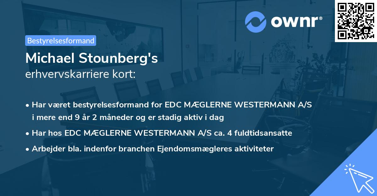 Michael Stounberg's erhvervskarriere kort
