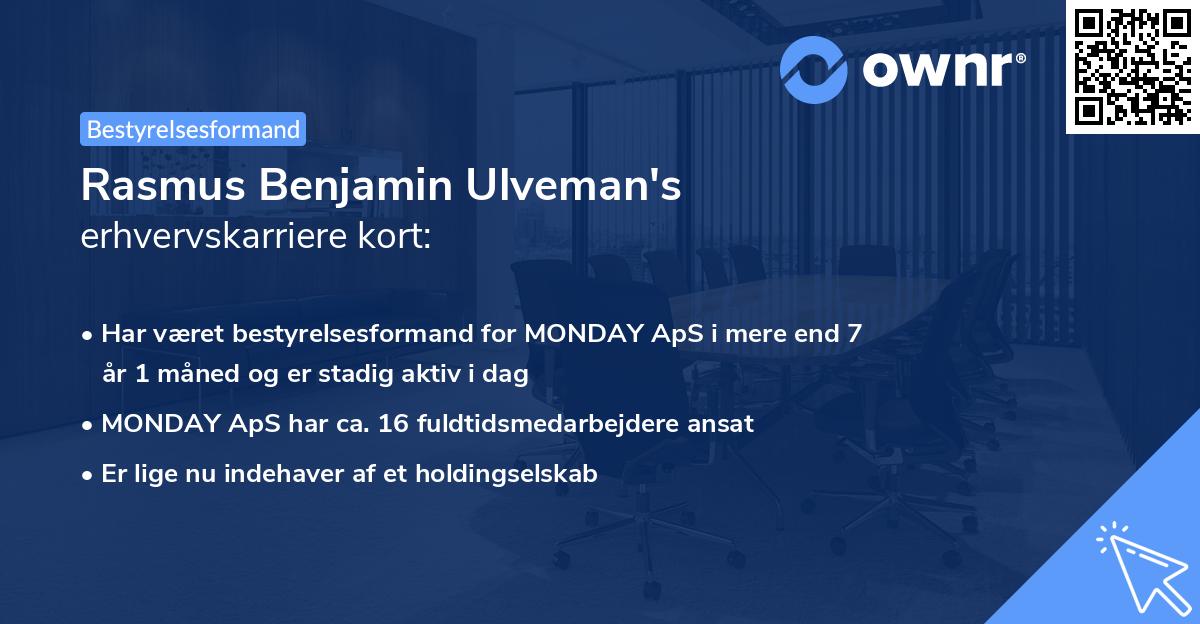 Rasmus Benjamin Ulveman's erhvervskarriere kort