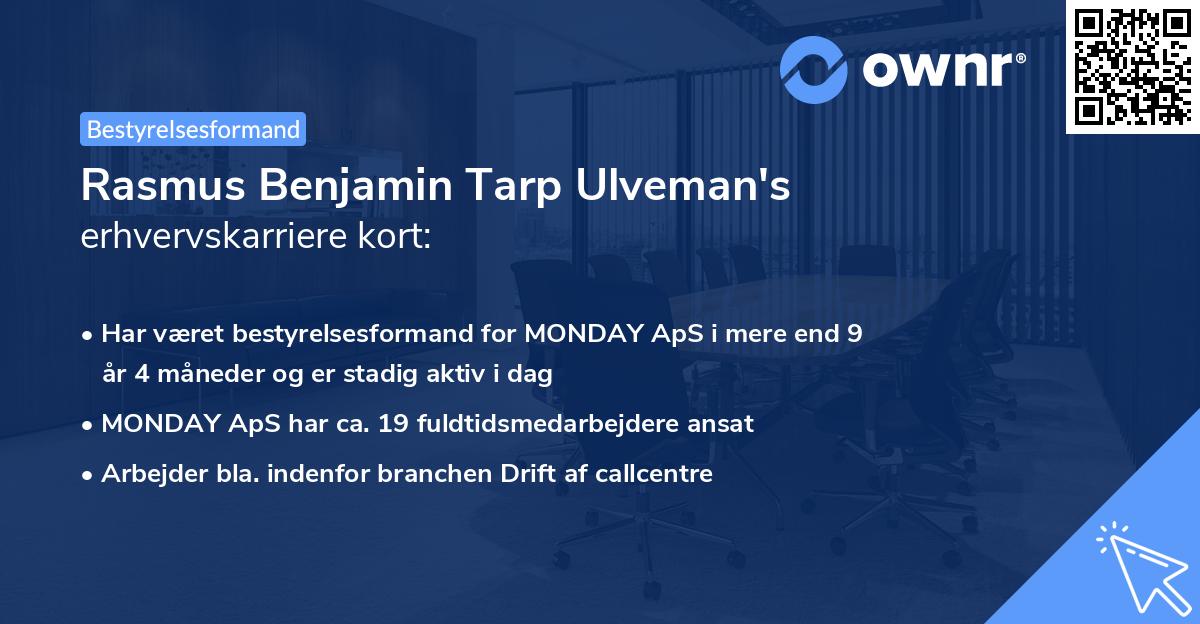 Rasmus Benjamin Tarp Ulveman's erhvervskarriere kort