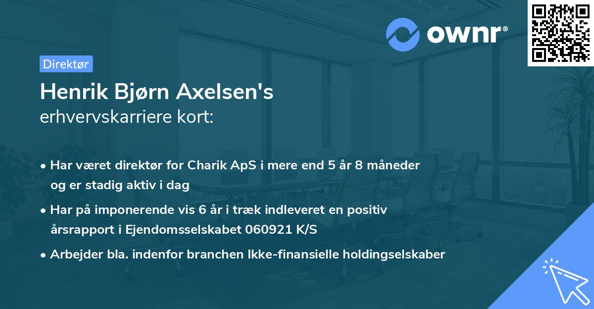Henrik Bjørn Axelsen's erhvervskarriere kort