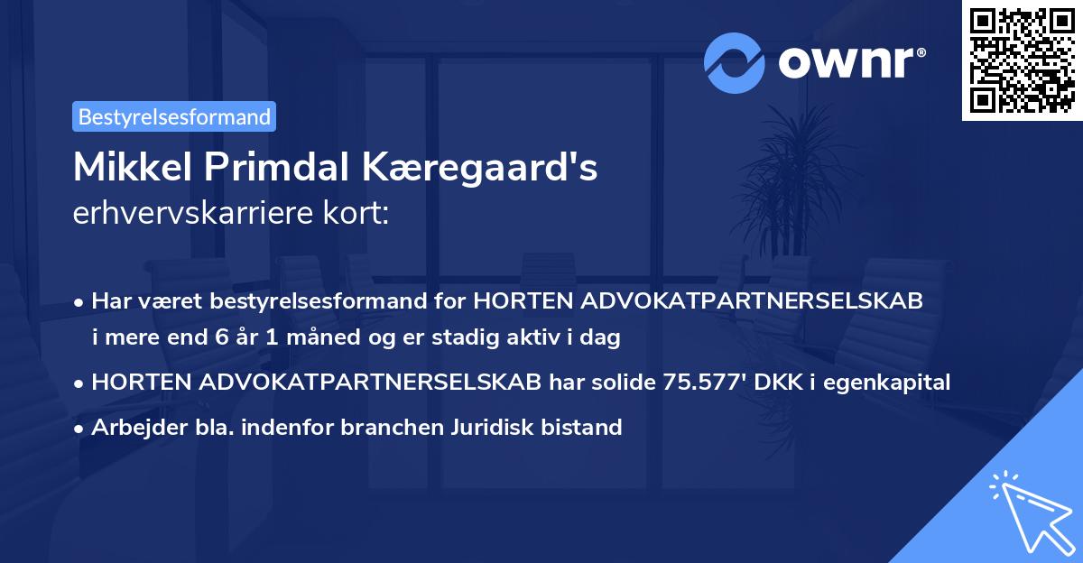 Mikkel Primdal Kæregaard's erhvervskarriere kort