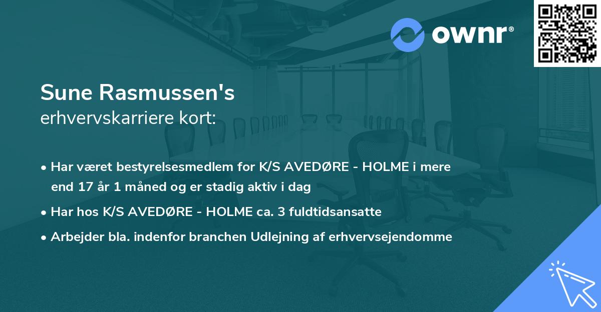 Sune Rasmussen's erhvervskarriere kort