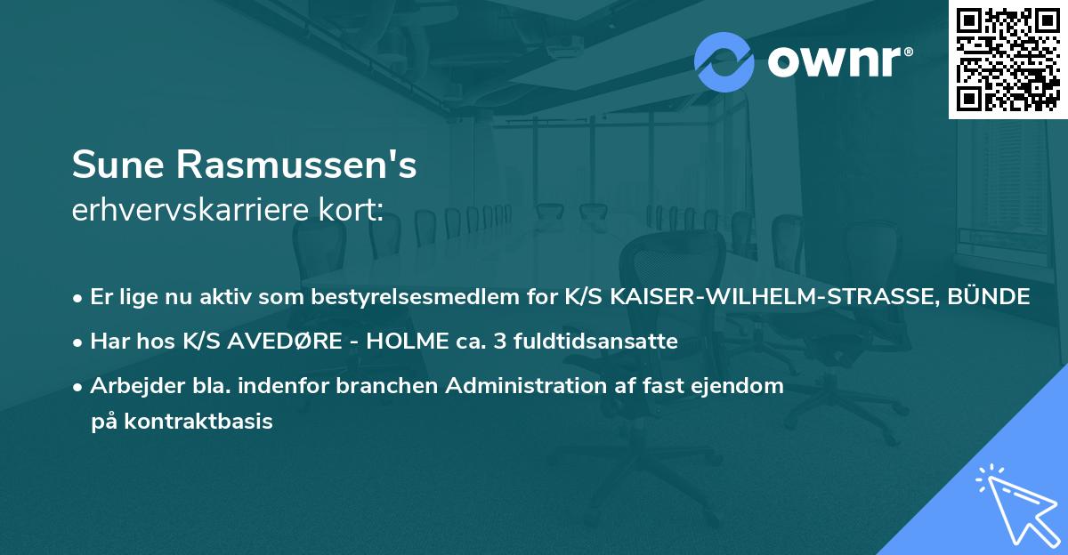 Sune Rasmussen's erhvervskarriere kort