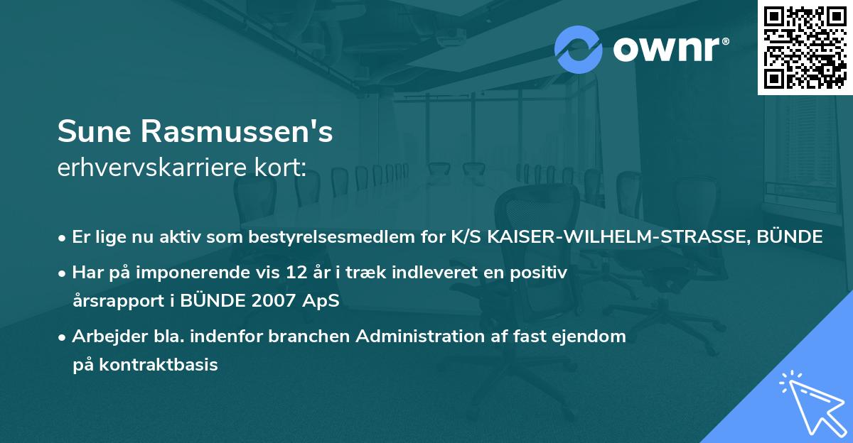 Sune Rasmussen's erhvervskarriere kort