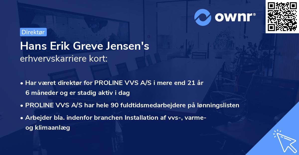 Hans Erik Greve Jensen's erhvervskarriere kort