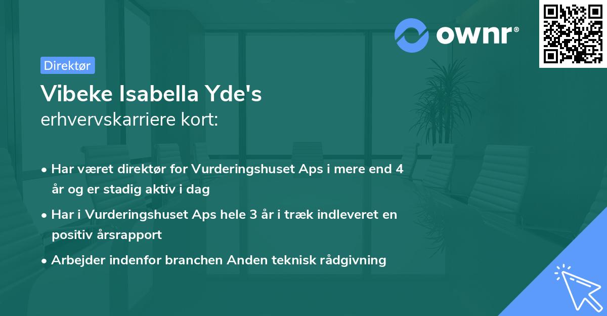 Vibeke Isabella Yde's erhvervskarriere kort