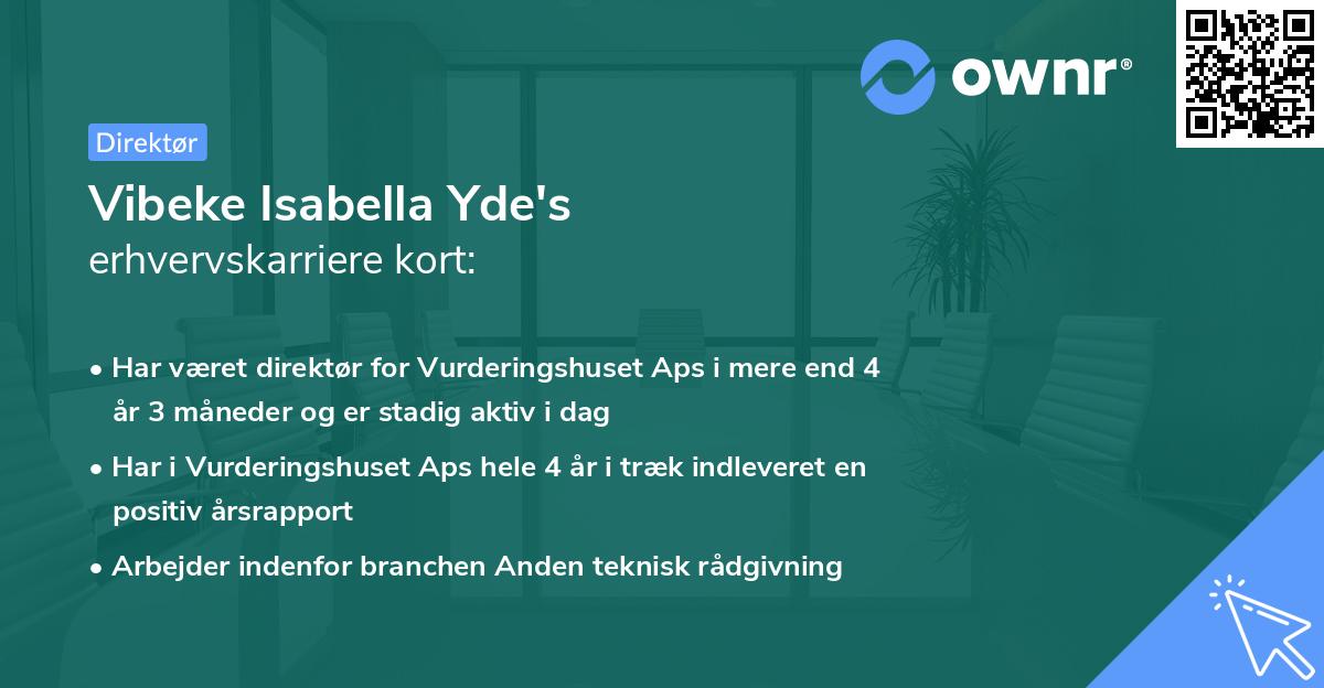 Vibeke Isabella Yde's erhvervskarriere kort