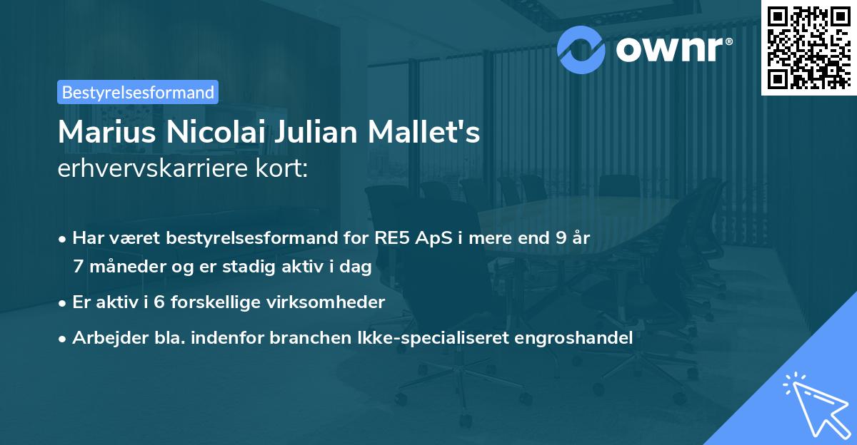 Marius Nicolai Julian Mallet's erhvervskarriere kort