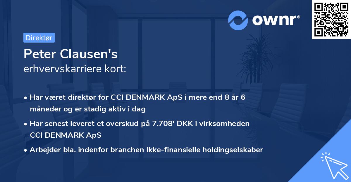 Peter Clausen's erhvervskarriere kort