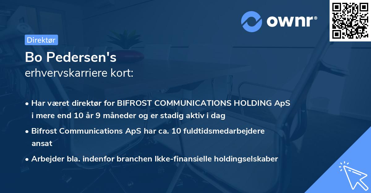 Bo Pedersen's erhvervskarriere kort