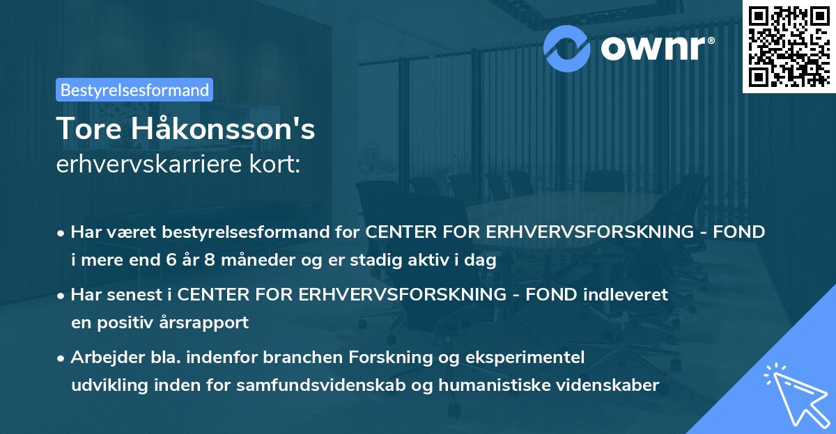 Tore Håkonsson's erhvervskarriere kort