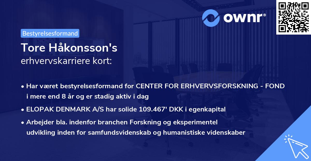 Tore Håkonsson's erhvervskarriere kort