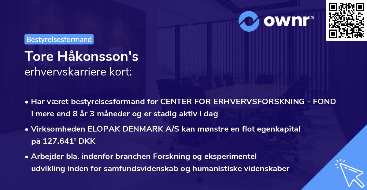Tore Håkonsson's erhvervskarriere kort