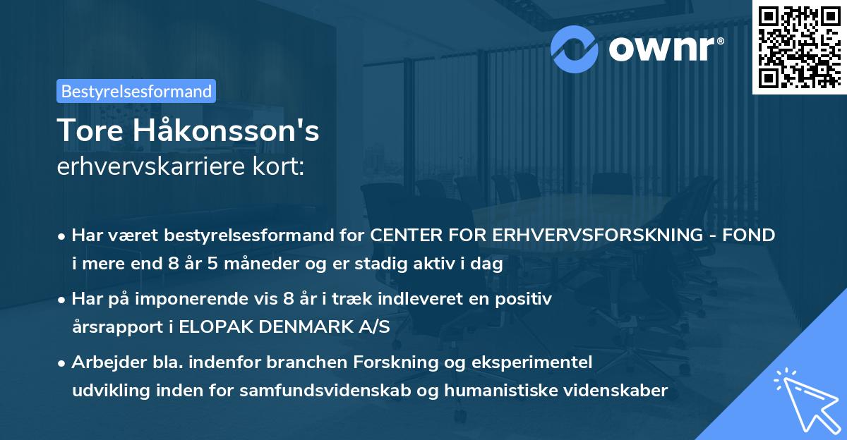 Tore Håkonsson's erhvervskarriere kort