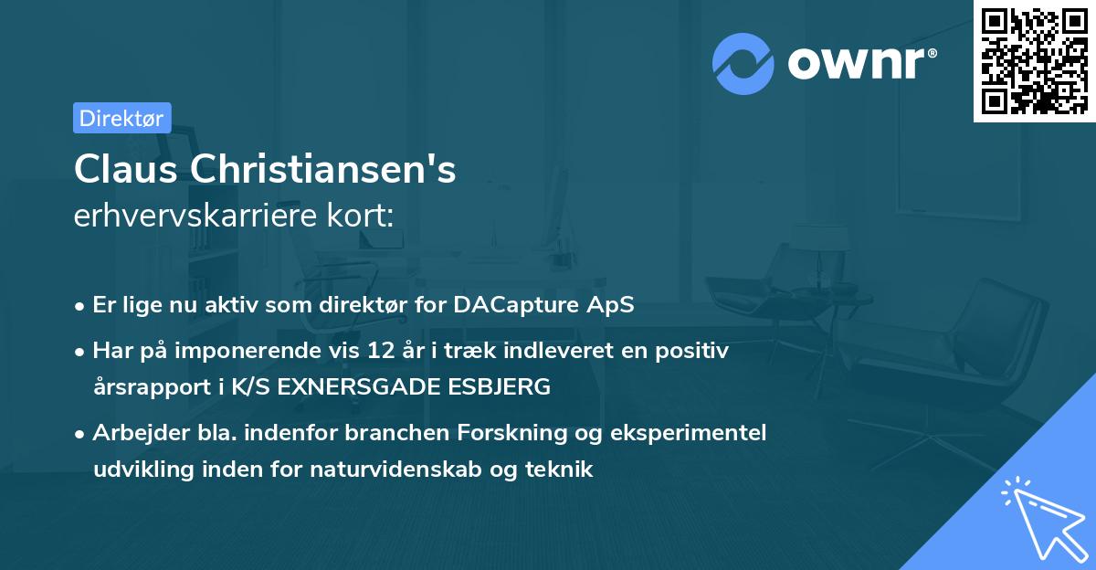 Claus Christiansen's erhvervskarriere kort