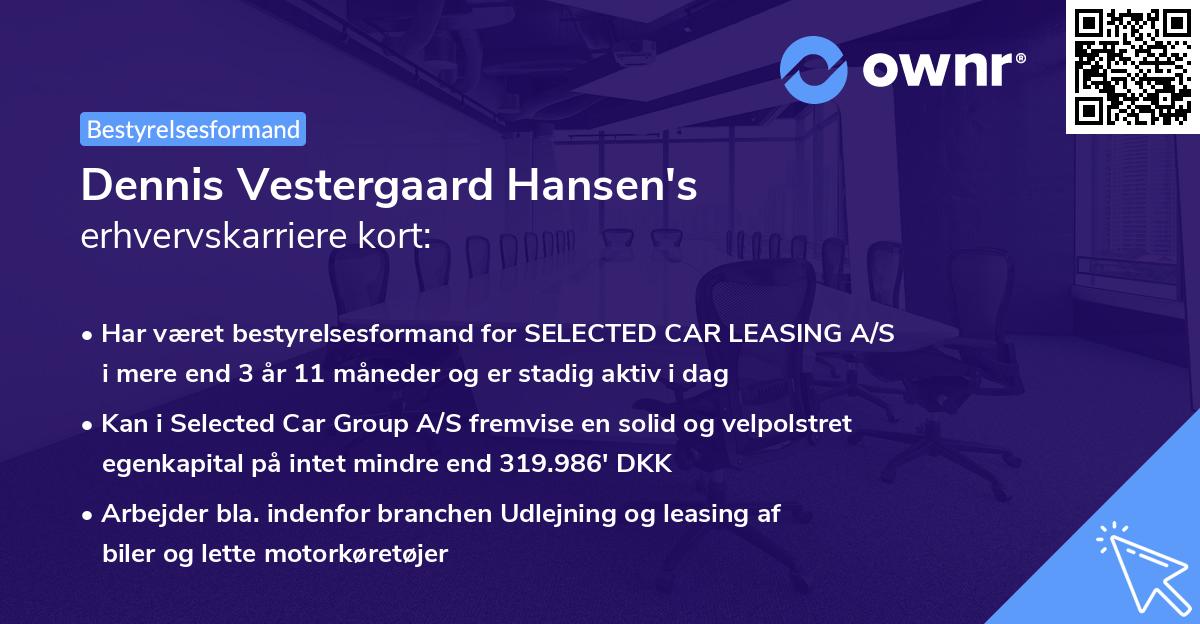 Dennis Vestergaard Hansen's erhvervskarriere kort