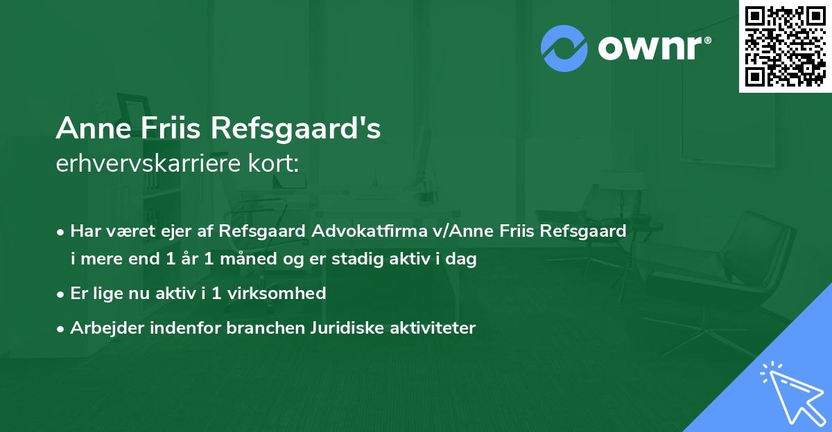 Anne Friis Refsgaard's erhvervskarriere kort