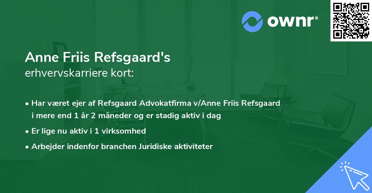 Anne Friis Refsgaard's erhvervskarriere kort
