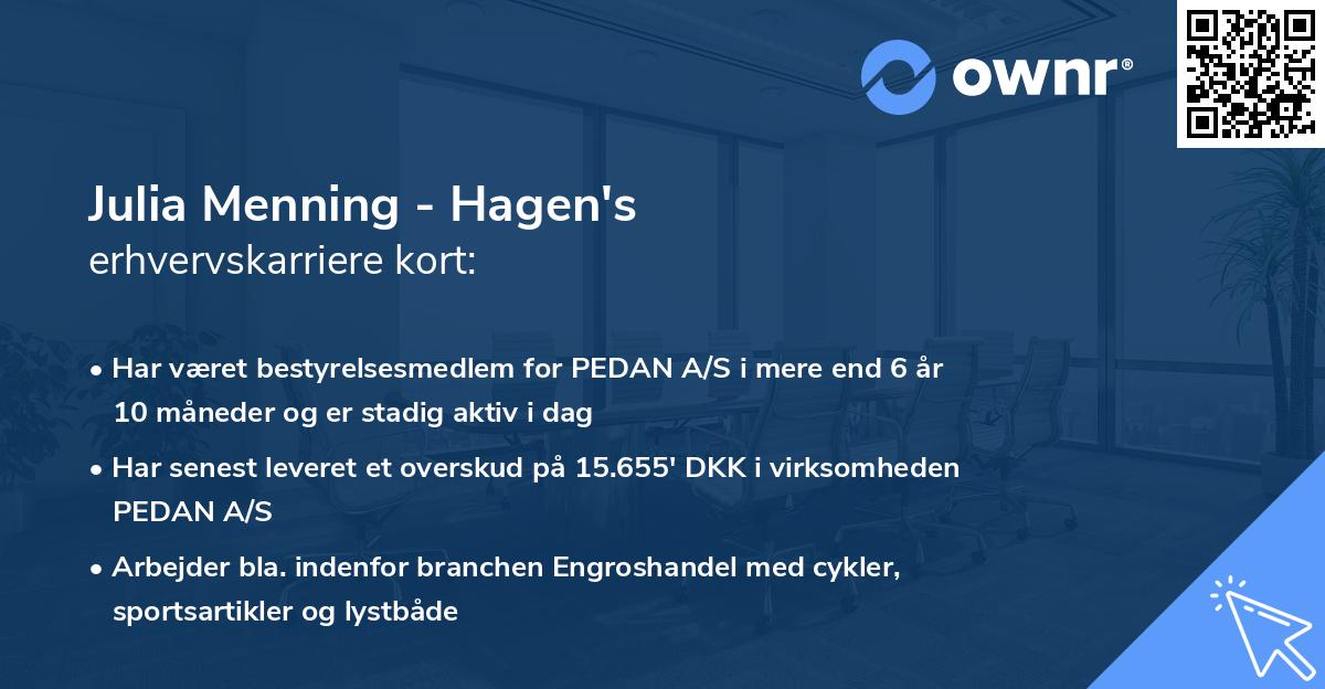 Julia Menning - Hagen's erhvervskarriere kort