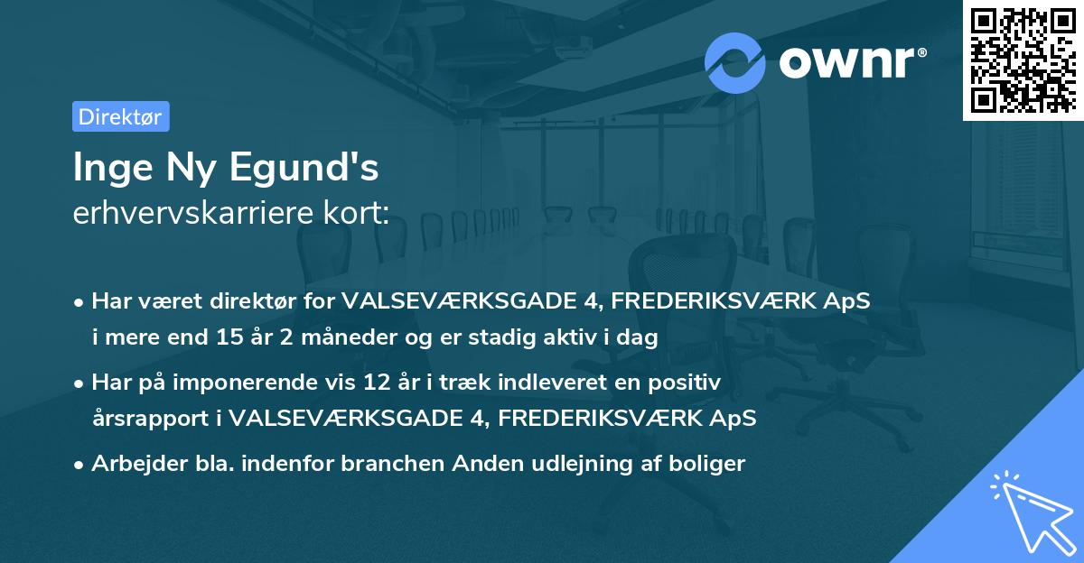 Inge Ny Egund's erhvervskarriere kort