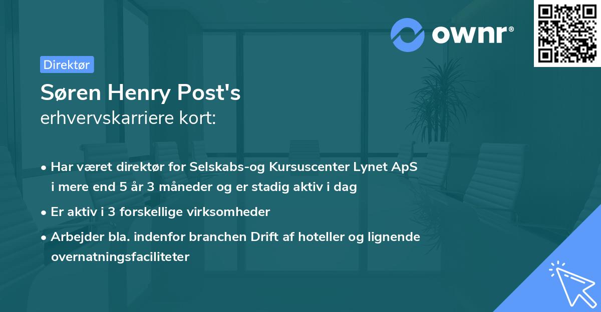 Søren Henry Post's erhvervskarriere kort